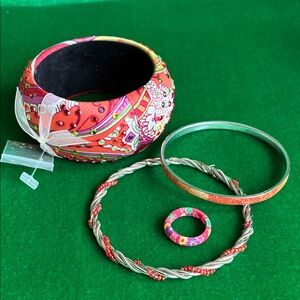 Cara chunky colorful bangle bracelet with crystal rhinestones artsy boho summer